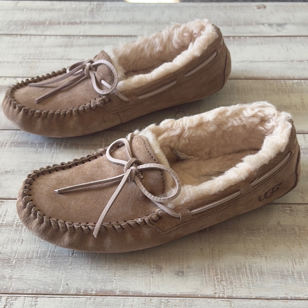 UGG Tan Shearling Moccasin Slippers